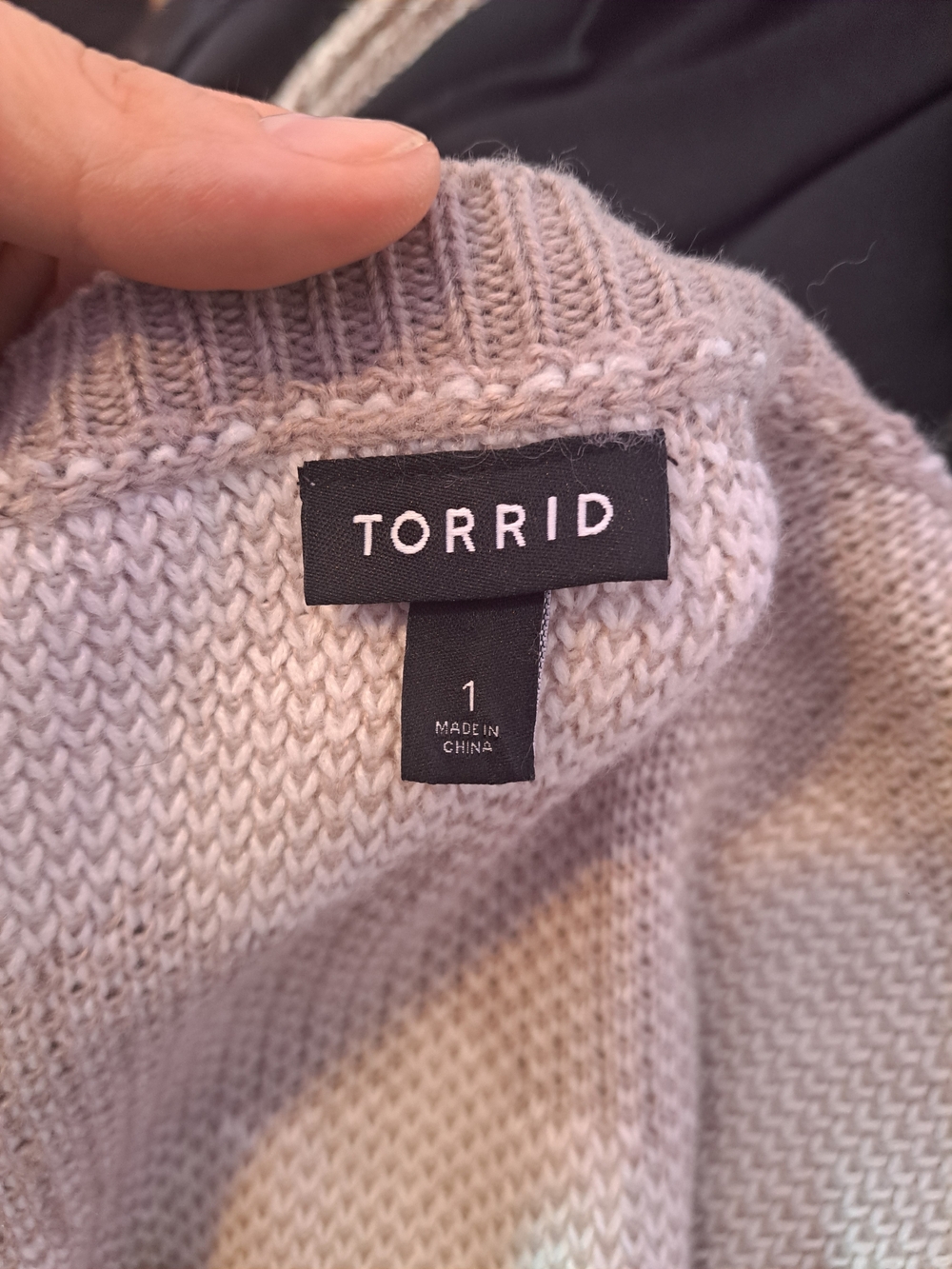 torrid taupe cloud sweater with rainbow patch - Picture 3 of 3